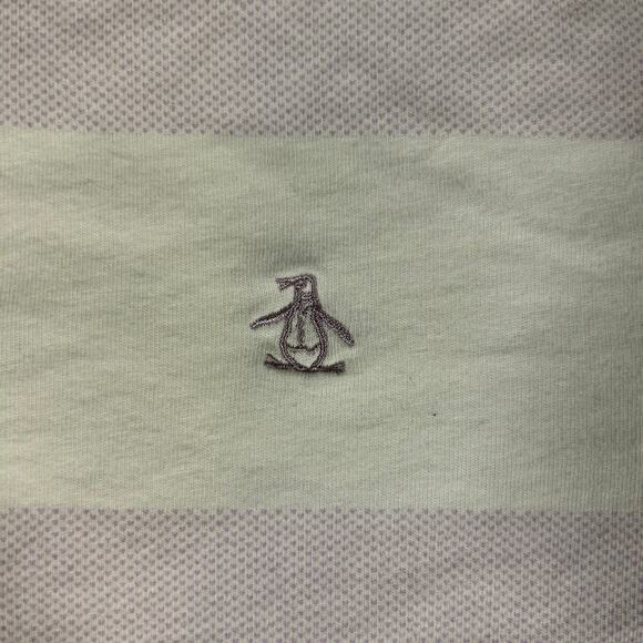 Penguin by Munsingwear Striped T Shirt Men L Purple/White 100% Cotton Chest Logo - Picture 3 of 8